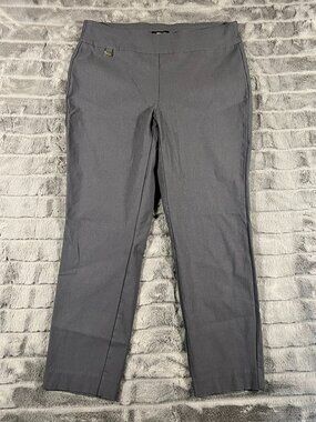Premise Studio Gray Flat Front Straight Leg Stretch Comfy Pants Large